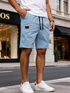 Premium Men's Summer Shorts, Soft Breathable Material, Adjustable Drawstring Waist, Slim Fit Knee-Length Design, Versatile for Work, Travel & Casual