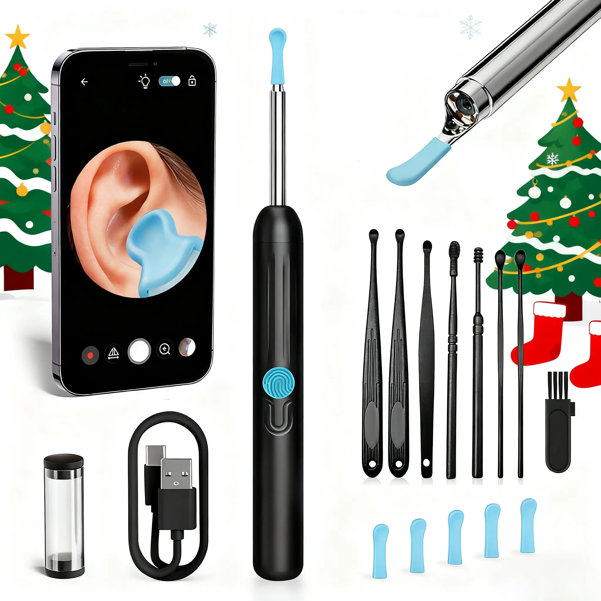 Efficient & Safe Ear Cleaning with Rechargeable Ear Wax Removal Kit - Features Camera, and Low Operating Voltage for Professional & Home Use