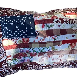 Beautiful patchwork quilt American Flag decorative pillow
