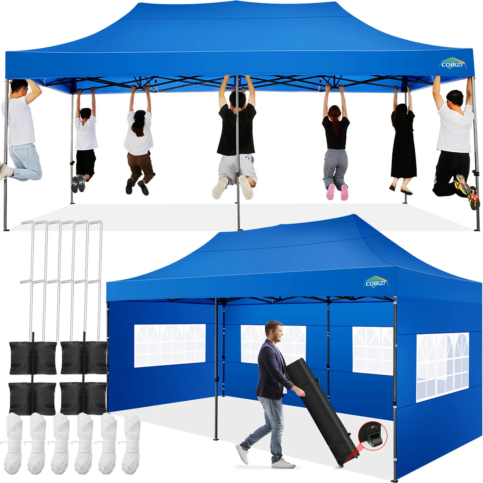 COBIZI 10x20  Heavy duty Party Canopy Tent with Sidewalls & Roller Bag,All Season Water & Windproof Gazebo