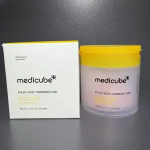 Medicube Kojic Acid Turmeric Pad 70pcs, Brightening Exfoliating Toner Pads with 3% Glycolic Acid, Dark Spot & Uneven Skin Tone Corrector