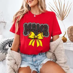 Baseball MAMA Shirt Cute Bow Graphic Tee | Game Day Outfit | Soft Comfort Colors Sweatshirt, Hoodie, Comfort Colors