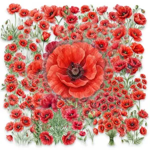 50pcs Bright Red Poppy Flower Transparent PET Material Graffiti Stickers, Suitable for Luggage, Phone Cases, Laptops, Helmets, Skateboards, Waterproof Decoration, DIY Creative Stickers
