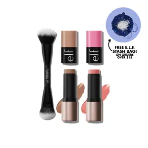 e.l.f. Soft Glam Cheek Duo & Duo Brush - Cream Bronzer & Blush Sticks, Blending Brush for Buildable, Effortless Glow