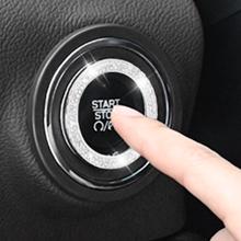 Car Bling Crystal Rhinestone Engine Start Ring Decals, 2 Pack Car Push Start Button Cover/Sticker, Key Ignition Knob Bling Ring, Sparkling Car Interior Accessories for Women (Double Silver)