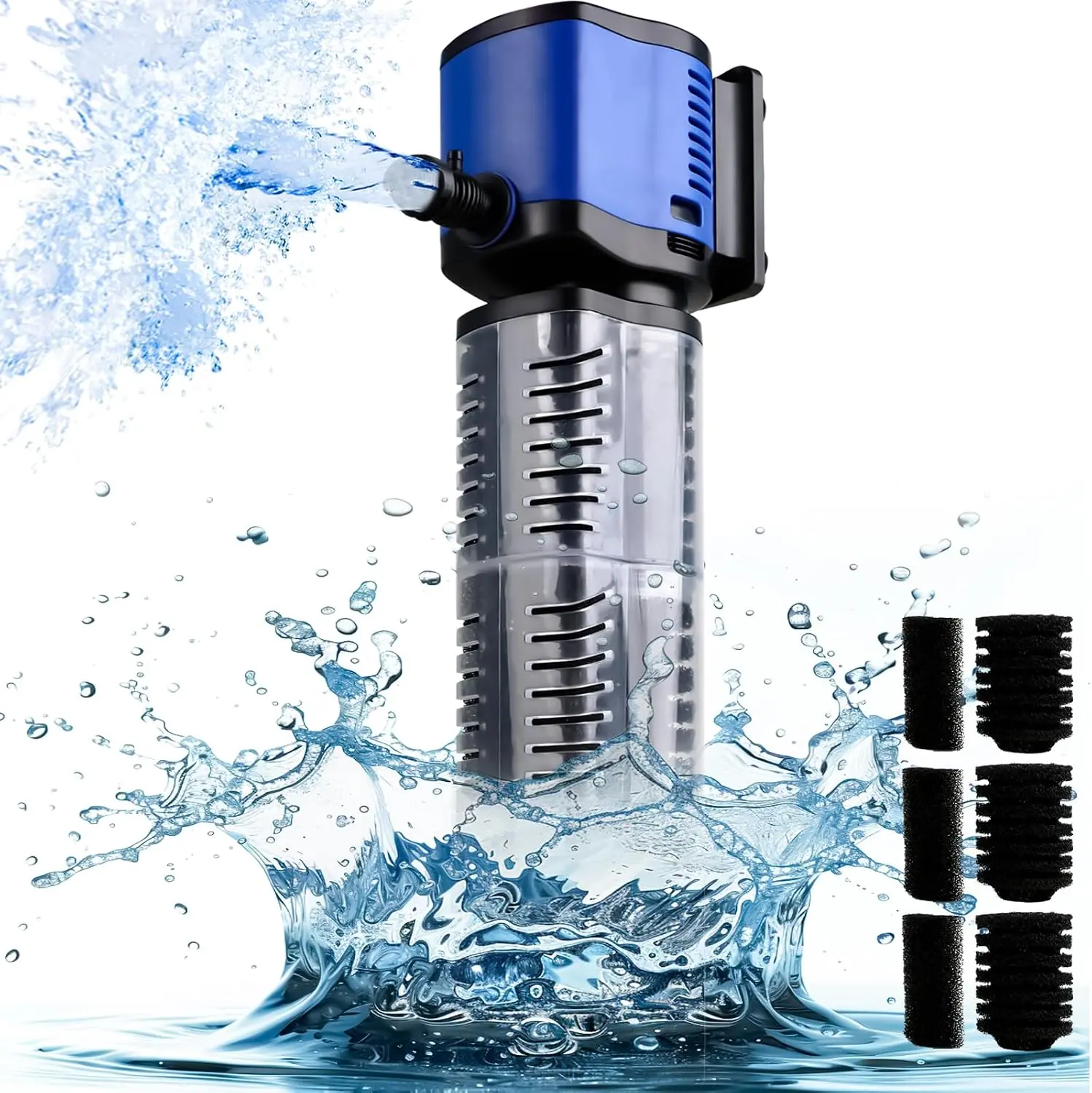 660GPH Internal Aquarium Filter for 50-300 Gal tank, Submersible Pump 3-Stage Sponge, Submersible Wave-Maker Internal Pump for Turtle Tank Freshwater Saltwater