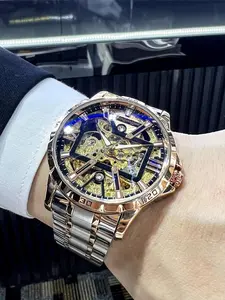 Men's Business Fashion Mechanical Watch, Fashion Luminous Watch for Party, Daily Clothing Decor, Trendy All-match & Exquisite Watch for Birthday Gift with Box, Luminous Fashionable Watch