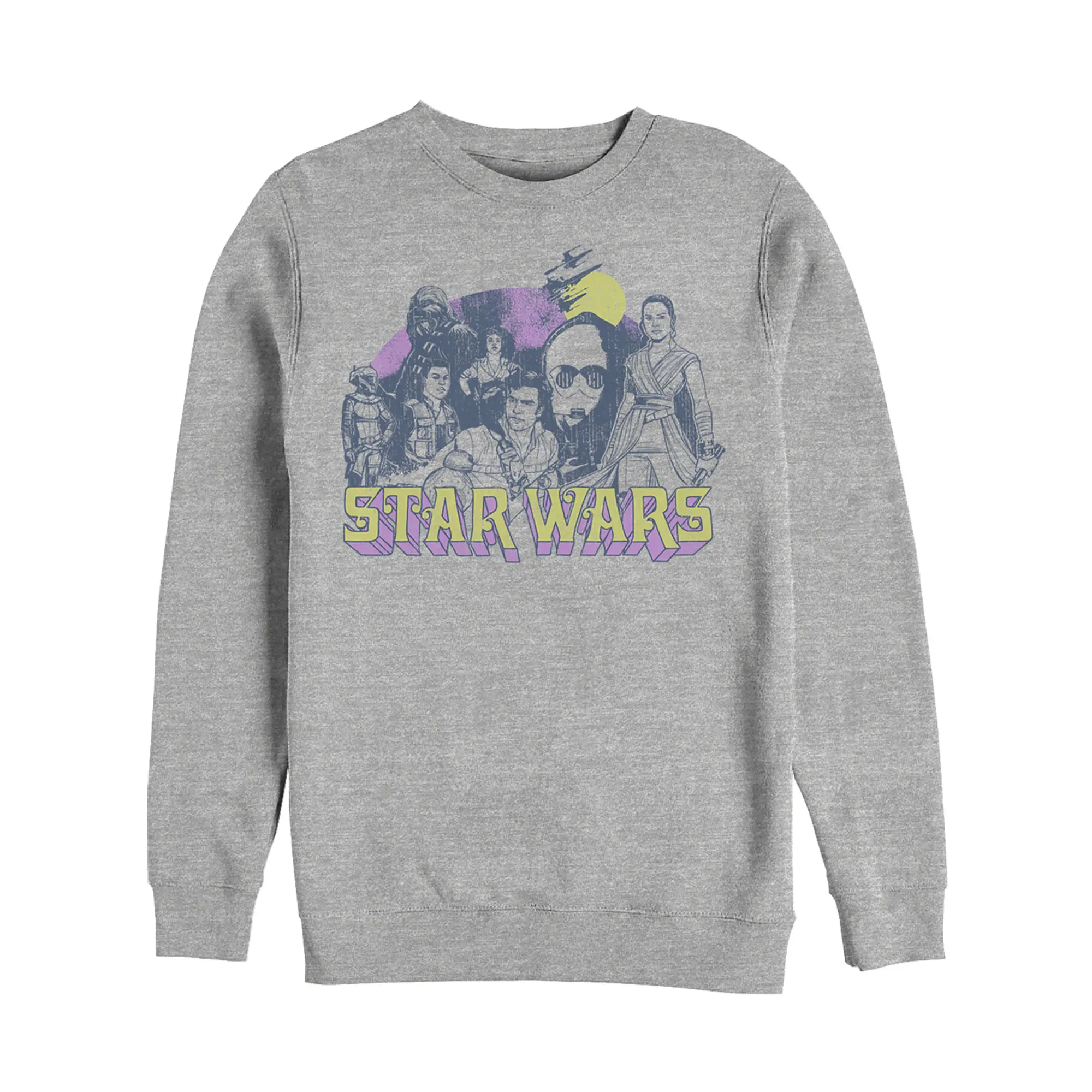 Men's Stylish Round Neck Casual Star Wars: The Rise of Skywalker Vintage Collage Sweatshirt, Versatile Tee-Inspired Top