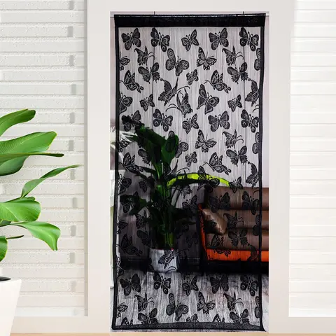 Butterfly Pattern Door Curtain, 1 Count Line Curtain, Mesh Partition Curtain for Bedroom Living Room Home Decor, Home Decoration Curtain, Net Curtain Window, Curtains and Nettings, Home Decorative Curtain