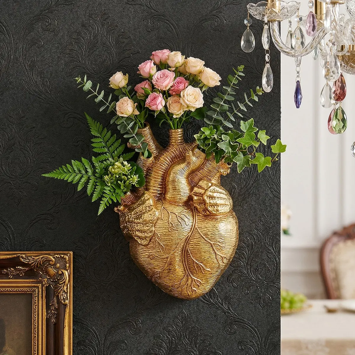 Creative Resin Heart-Shaped Hydroponic Hanging Vase, Modern Decorative Wall Decor, Multi-Color Options, Ideal for Home, Garden, Balcony Decoration