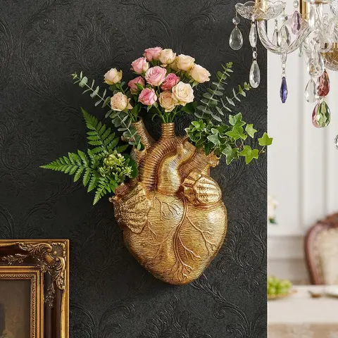 Creative Resin Heart-Shaped Hydroponic Hanging Vase, Modern Decorative Wall Decor, Multi-Color Options, Ideal for Home, Garden, Balcony Decoration