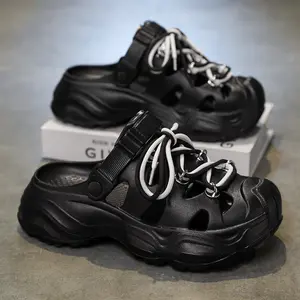 Men's slippers summer breathable thick-soled heightening youth sports wear-resistant non-slip beach hole shoes