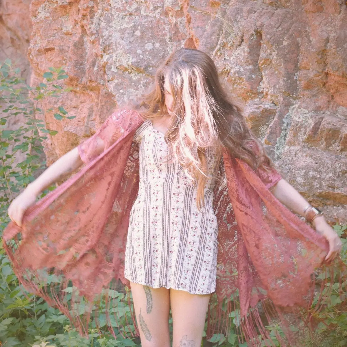 Emerette Pink Fringe Lace Cardigan
