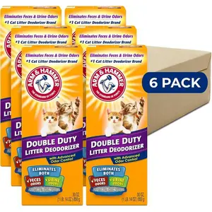 Cat Litter Deodorizer Double Duty Odor Control Powder, Long-Lasting Freshness for Litter Boxes, 30 oz 6 Pack Natural Odor Neutralizer for Cats