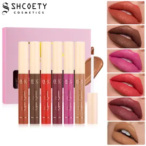 Viral 6Pcs Matte Velvet Lip Gloss Kit, TikTok Trending Moisturizing Non-Stick Cup Long-Lasting Liquid Lipstick, No Transfer Waterproof Lip Makeup Set， Cosmetic, Glossy, Hydrating, Moisturizer, Moisture, Hydrate