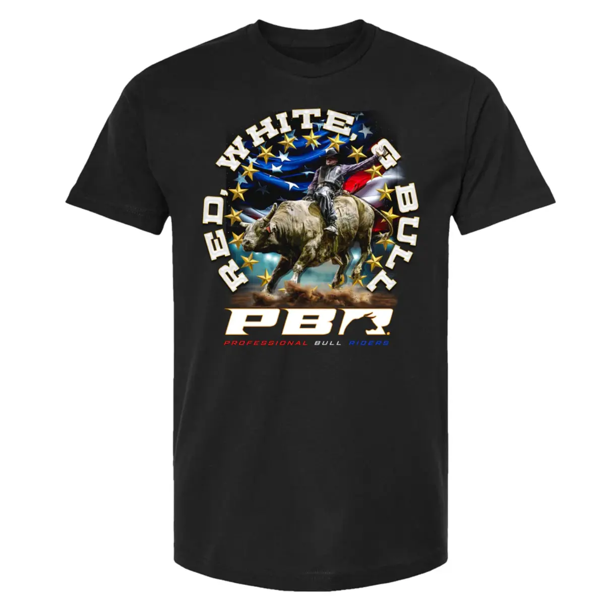 Comfort Colors PBR Red, White, & Bull Spotlight T-Shirt,Bull Riding Graphic Tee, American Rodeo Cowboy Shirt,Patriotic Bull Rider Shirt