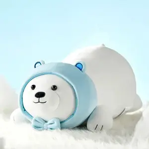 MINISO Polar Bear Lying Down Plush Doll - Ultra-Soft White Bear Stuffed Animal, Relaxed Sleeping Pose Floppy Cuddle Buddy for Kids Adults, Home Decor & Holiday Birthday Gift