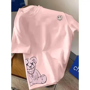 Boys' Casual Short Sleeve T-Shirt - Summer Knit Top with Galactic Bear Design, Crew Neck, Regular Fit for Youngsters, Summer Casual Wear|Kids Fashion|Knit Constructio