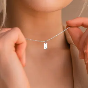 Women Tiny Square Letter Necklace New Fashion Necklace Birthday Gift