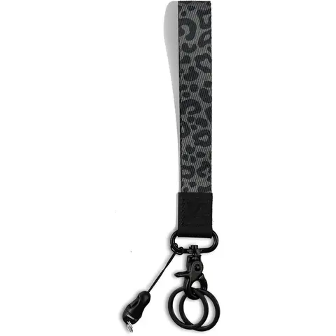 Portable Durable Alloy Wrist Lanyard Keychain - Men's Phone Accessories for Cellphone, Car Keys - Fashion Keychain Holder (Black Leopard)