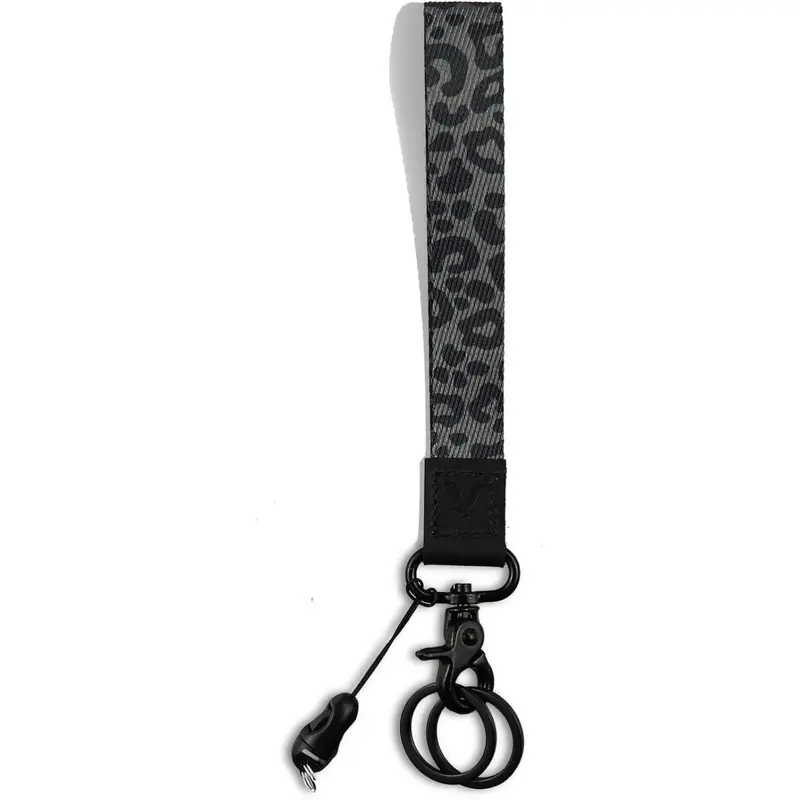 Portable Durable Alloy Wrist Lanyard Keychain - Men's Phone Accessories for Cellphone, Car Keys - Fashion Keychain Holder (Black Leopard)