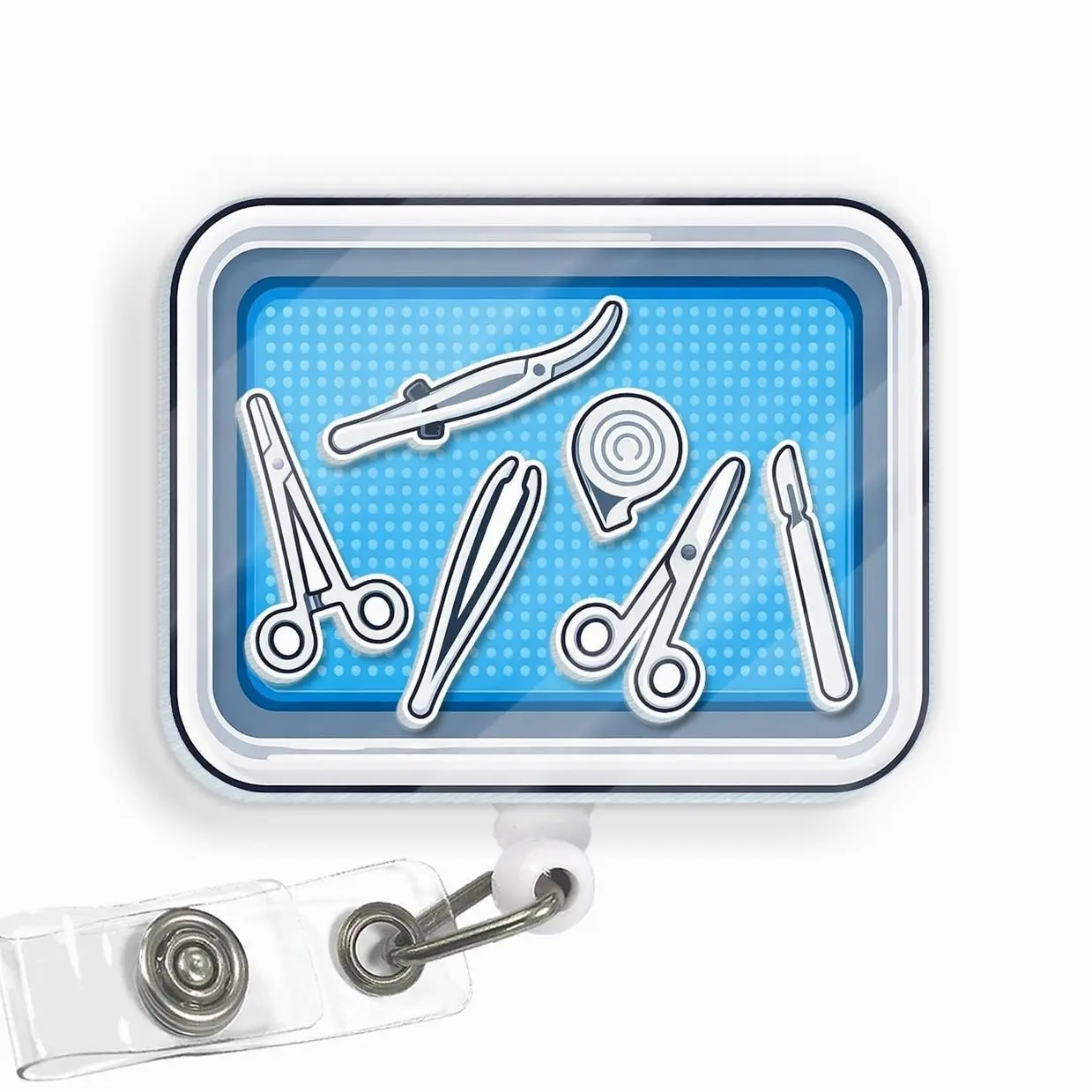 Surgical Instrument Shaker Badge Reel, OR Retractable ID Holder for Surgeon Nurse CST Tech 0O4