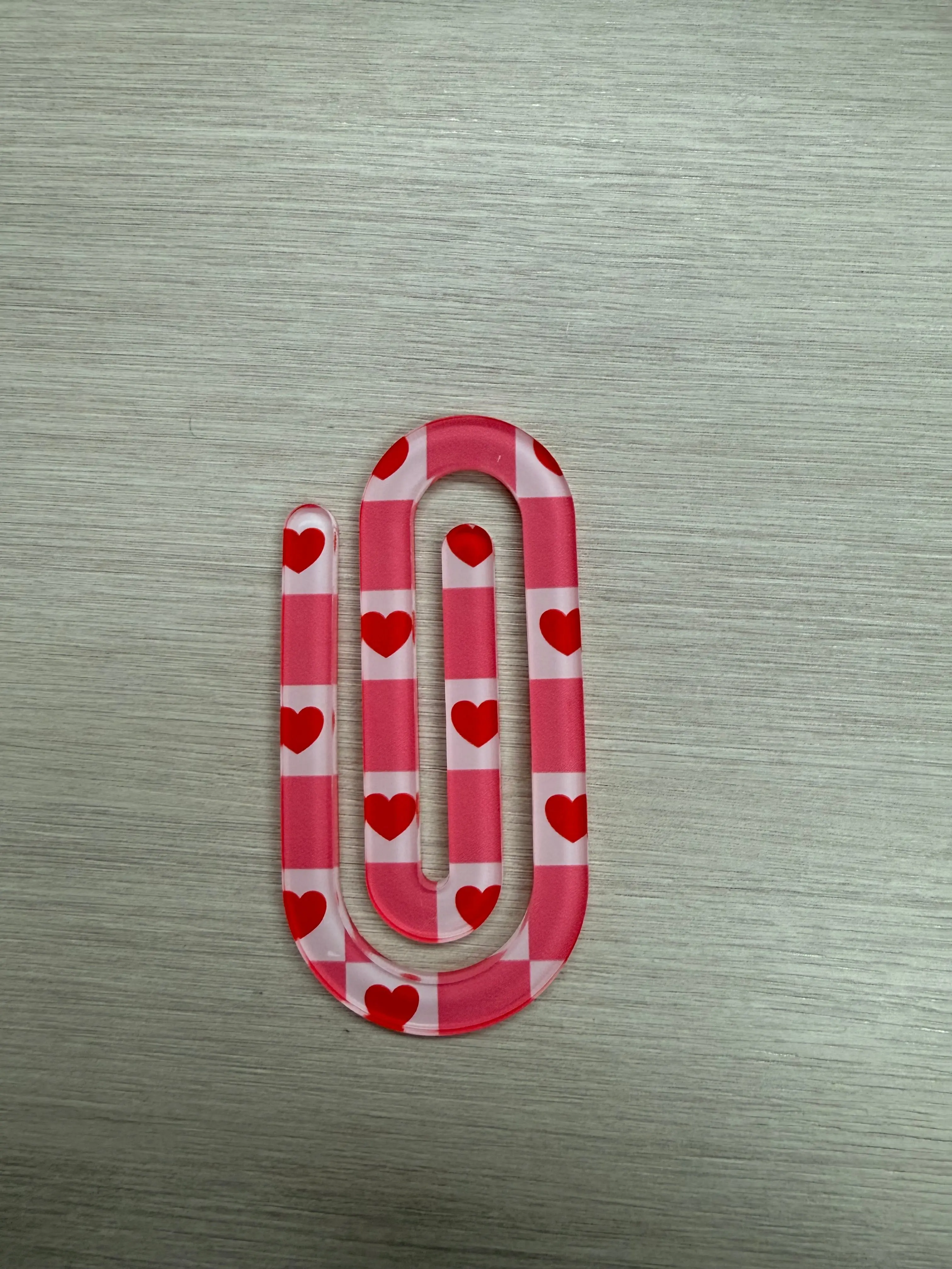 Checkered Heart - Jumbo Acrylic Paperclip