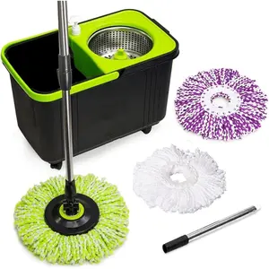 Magic Premium Spin Mop Cleaning Bucket Set with 3 Microfiber Mop Heads Included