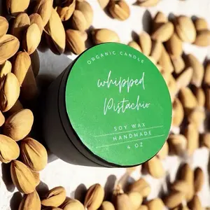 Whipped Pistachio Candle Luxury Handmade Soy Wax Nontoxic 4 oz Organic Scented Aromatherapy