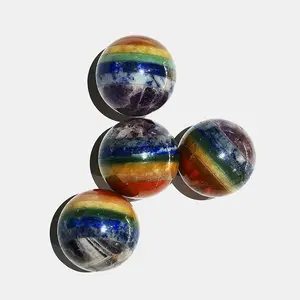 1 count Spiritual Elementz Reiki Crystal Products 7 Chakra Bonded Natural Sphere Ball 3-4CM