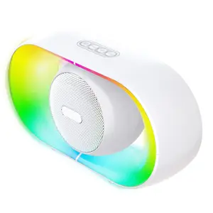 Audio Colorful Portable Bluetooth Speaker with Built-in Microphone LED Mood Light 4 Modes High-Definition Sound FM Radio Bluetooth 5.3 for Parties Outdoors Living Rooms White Pink wireless