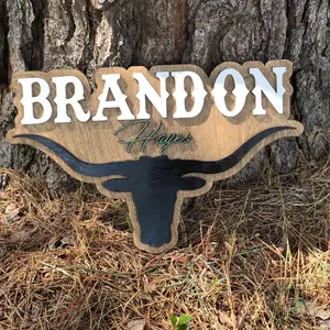 Cow name sign custom longhorn room decor rustic design