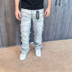 Menswear Rise Denim Men’s Stacked-Flare Straight-Fit Jeans