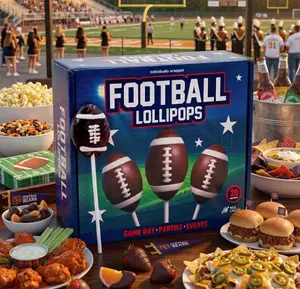 Football Lollipops Dye-Free Candy 20ct, Strawberry, Game Day Fruity Sweet Candy, Tailgate Snacks, Birthday Party Goodie Bags