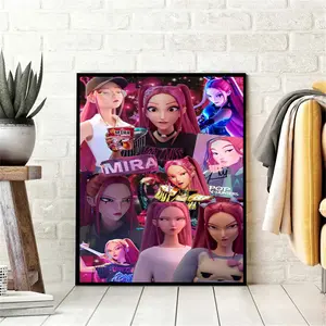 Custom Frameless Huntress Team Poster Canvas Art, Personalized Anime Print, Trendy Comic Character Wall Decor for Home & Bedroom