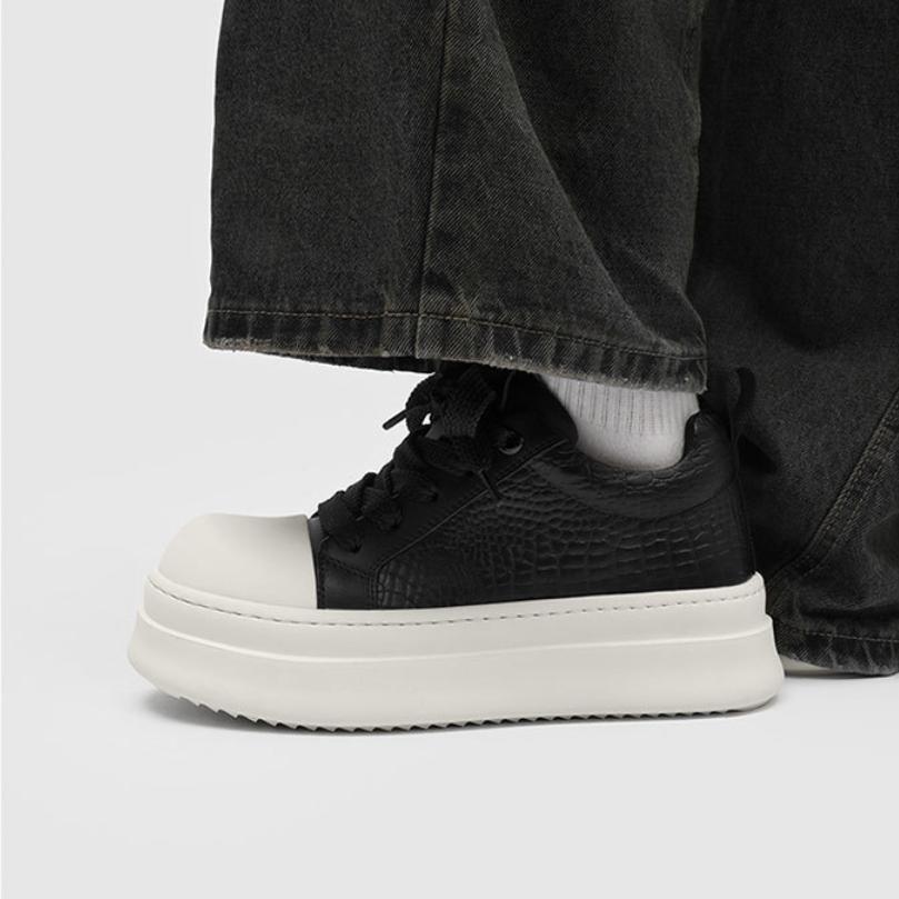 Cheat Code Height Boost: Black & White Platform Sneakers