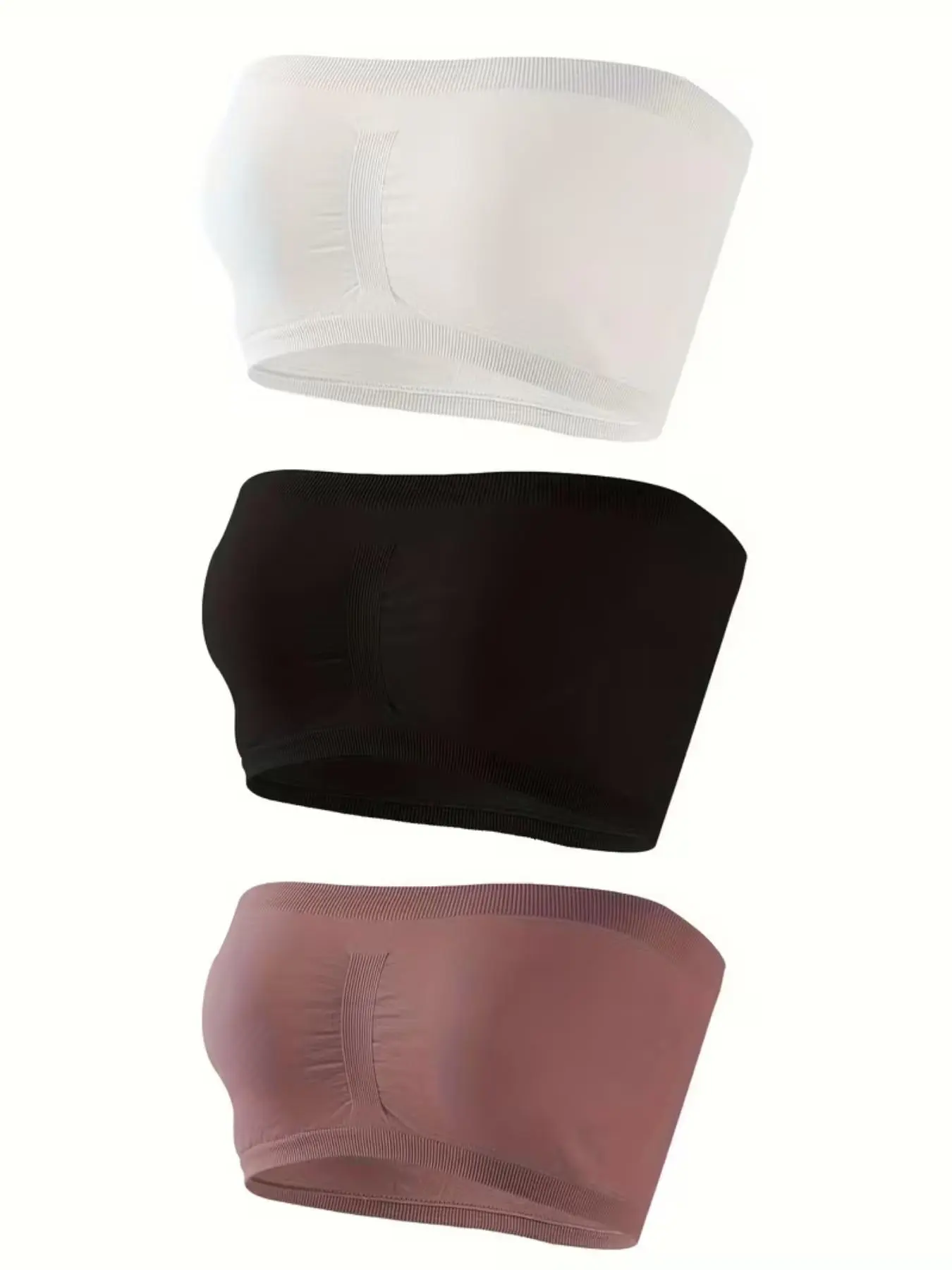 A Set of Three Women'S Bandeau Bras, Strapless And Without Padding, Underwear