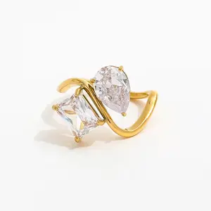 Eres Ring – 18K Gold Plated Double Stone Ring