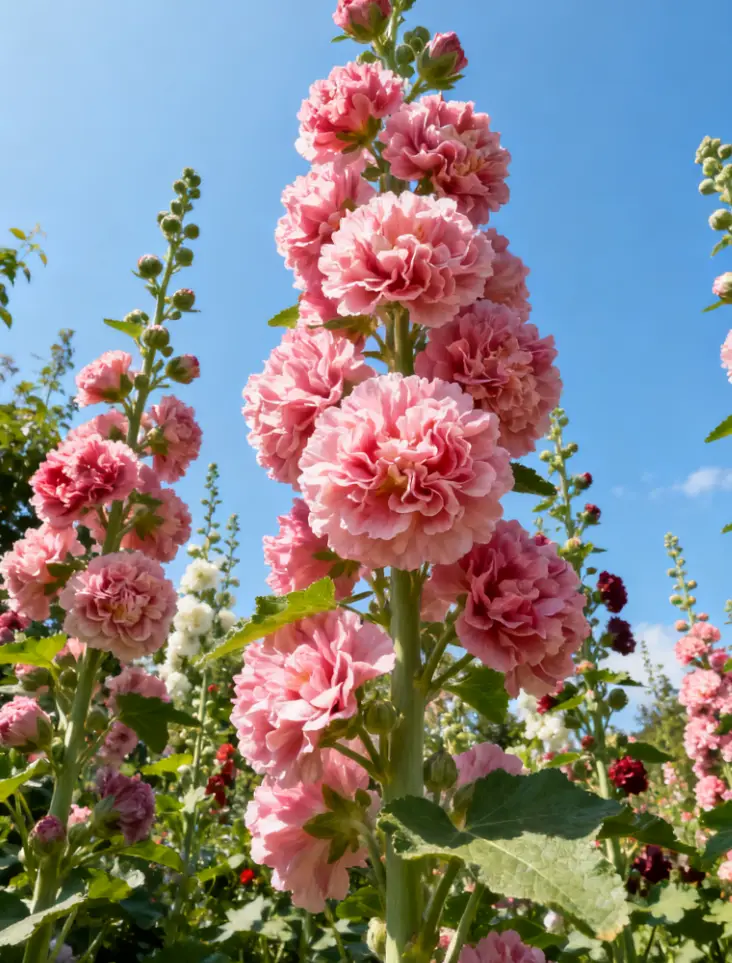 [Promise: Germinate or Refund]500PCS+ Hollyhock Seeds – Colorful Tall Blooms, Heirloom & Non-GMO, Perfect for Fences, Borders & Cottage Gardens