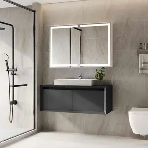 Sikaic 2 Doors Wall Mounted Lighted Medicine Cabinet With Mirror Storage White Bathroom