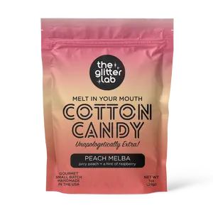 The Glitter Lab Peach Melba Gourmet Cotton Candy -Ripe Peaches & Tangy Raspberry - Artizan Treat - Handmade in the USA