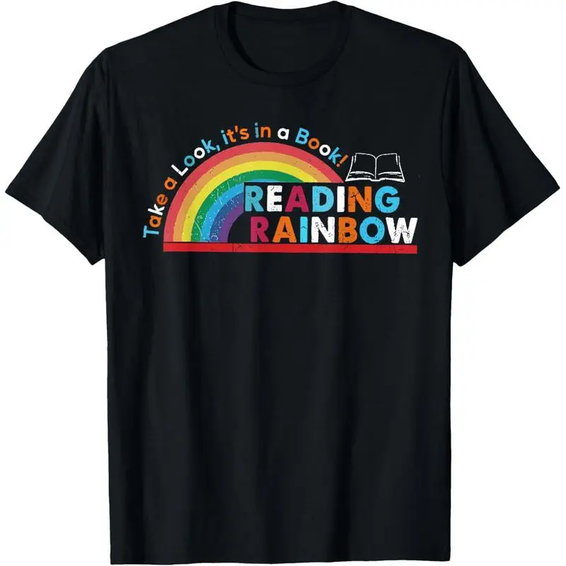 Men's Cotton Short-Sleeve Casual Round Neck Vintage Reading Librarian Rainbow T-Shirt, Men's Tops, Shortsleeve