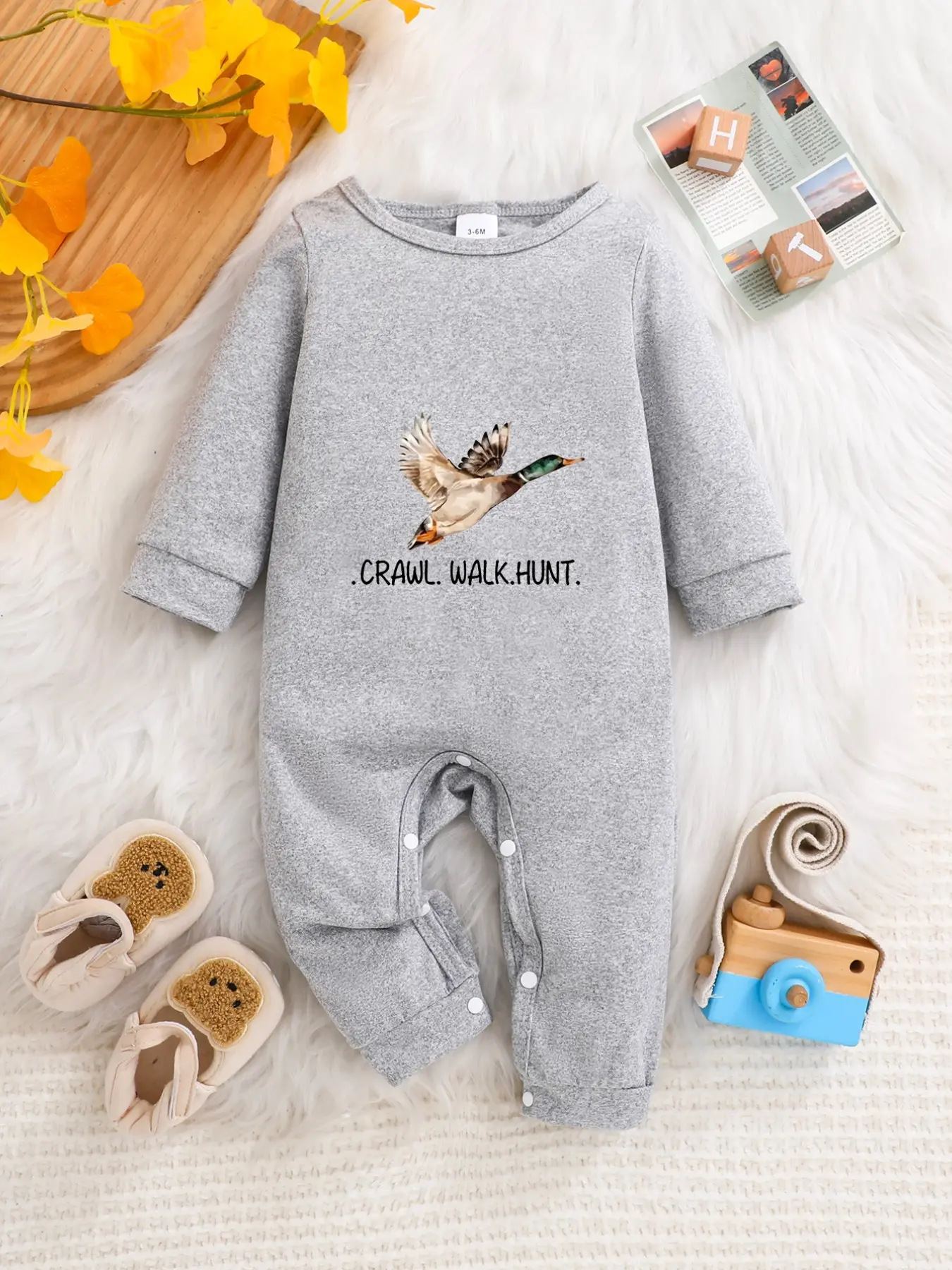 Newborn Spring Summer Long Sleeve Onesie, Newborn Onesies, Bodysuit, Fun Themed Bodysuits, Unisex Baby Clothes, Cute Duck Print Crawling Suit, Infant Jumpsuit, Infant Outfit, Perfect for Crawling, Walking, Hunting
