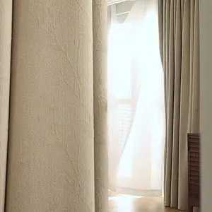 Modern Simple Thickened Noise-Reducing Insulated Sunshade Curtain, Plum Shape Dark Pattern, Iron Ring Processing, Thermal Insulated Curtain, 1pc