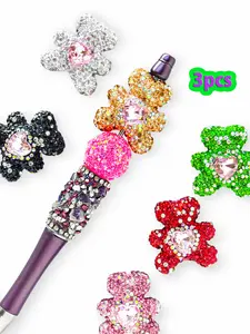 3pcs Shiny Bear DIY Charms, Fashion Gift for Keychains, Phone Chains, Pen Charms, Indoor Decor, Animal Print, All Seasons