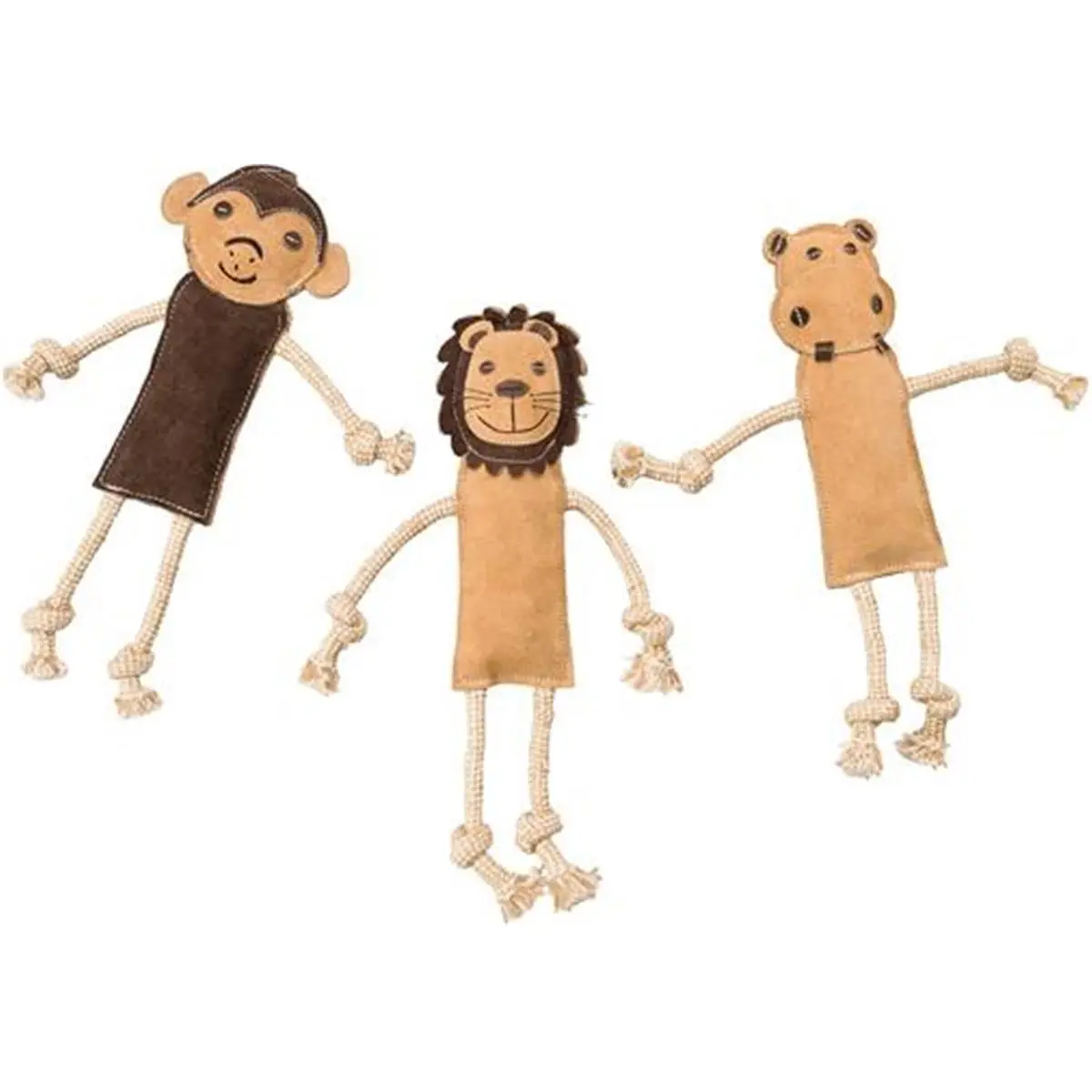 Ethical 14 in. Dura-Fused Leather Jungle Dog Toy - Assorted Styles (Spot Collection)