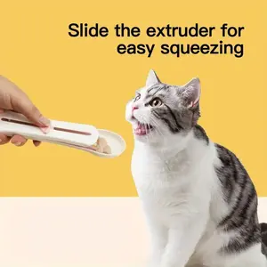 Cat Snack Dispenser Spoon, Pet Food Feeding Tool, Plastic Cat Treat Squeeze Spoon, Cream Snack Squeezer, Cat Feeding Accessories