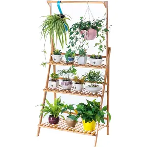 3-Tier Hanging  Stand Planter Shelves Flower Pot Organizer Rack Folding Display Shelving  Shelf Unit Holder