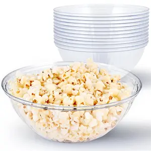48 oz Clear Plastic Serving Bowls (12 Pack) Disposable Candy Dishes, Buffet Containers for Chips, Popcorn, Snacks, Mints, Salad Bar, Snack Bowl Parties, Office Desk, Bridal Shower, Party Supplies