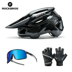 ROCKBROS Adult 3PCS Cycling Safety Gear Set - Protective Helmet, Polarized Sunglasses, Riding Gloves for Sports & Outdoor Use